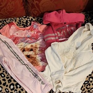 Pink and White Kids Shirt with Dog Print